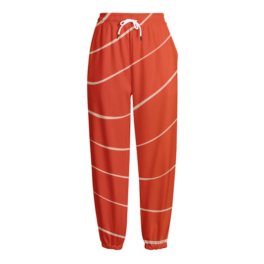 Salmon Artwork Print Fleece Lined Knit Pants