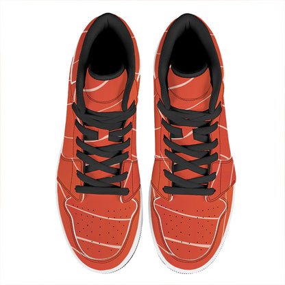 Salmon Artwork Print High Top Leather Sneakers