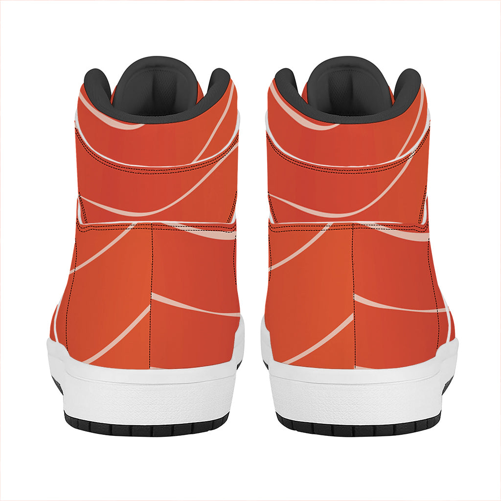 Salmon Artwork Print High Top Leather Sneakers
