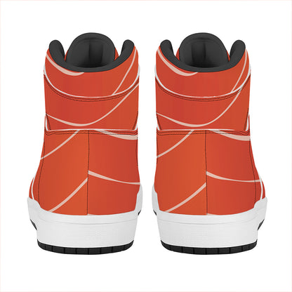 Salmon Artwork Print High Top Leather Sneakers