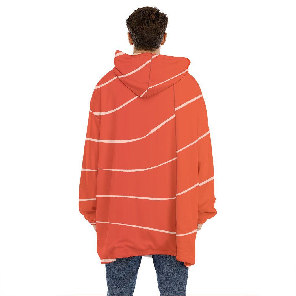 Salmon Artwork Print Hoodie Blanket