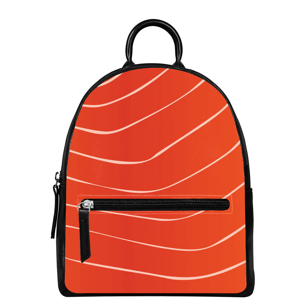Salmon Artwork Print Leather Backpack