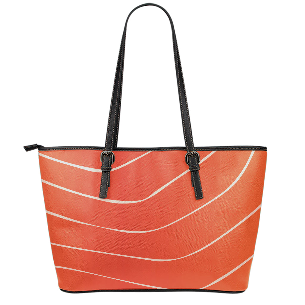 Salmon Artwork Print Leather Tote Bag