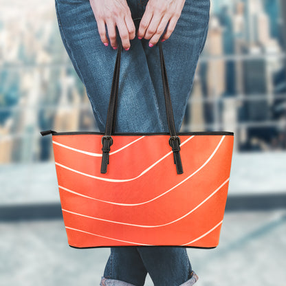Salmon Artwork Print Leather Tote Bag