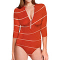 Salmon Artwork Print Long Sleeve Swimsuit