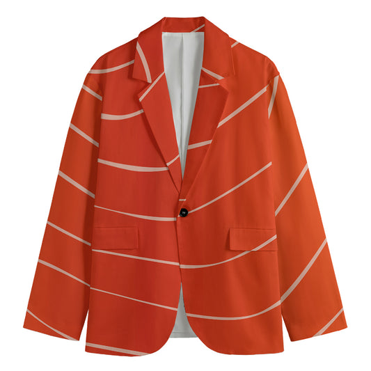 Salmon Artwork Print Men's Cotton Blazer
