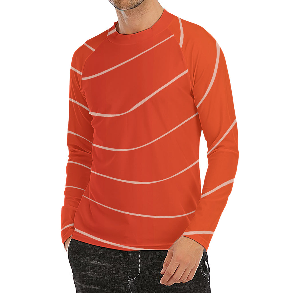 Salmon Artwork Print Men's Long Sleeve Rash Guard