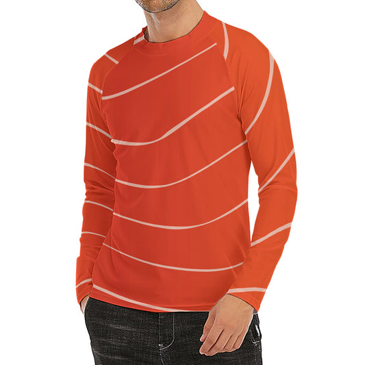 Salmon Artwork Print Men's Long Sleeve Rash Guard