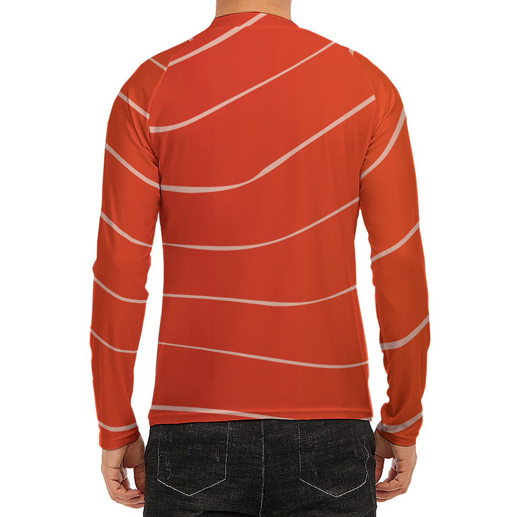Salmon Artwork Print Men's Long Sleeve Rash Guard