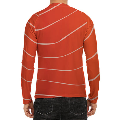 Salmon Artwork Print Men's Long Sleeve Rash Guard