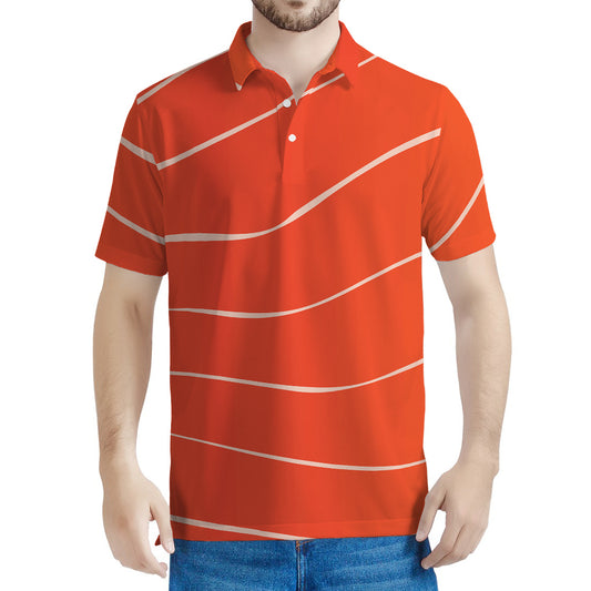Salmon Artwork Print Men's Polo Shirt