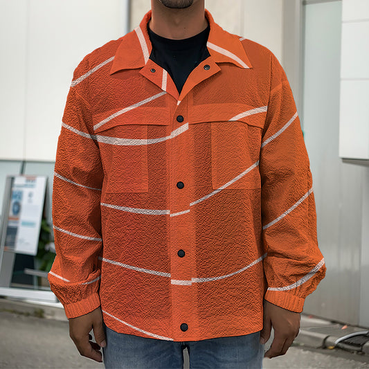 Salmon Artwork Print Men's Shirt Jacket