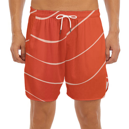 Salmon Artwork Print Men's Split Running Shorts