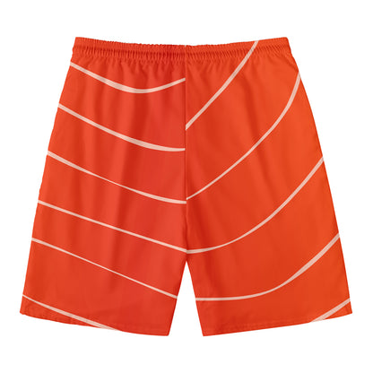 Salmon Artwork Print Men's Swim Trunks