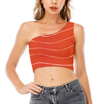 Salmon Artwork Print One Shoulder Crop Top