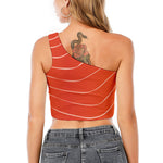 Salmon Artwork Print One Shoulder Crop Top