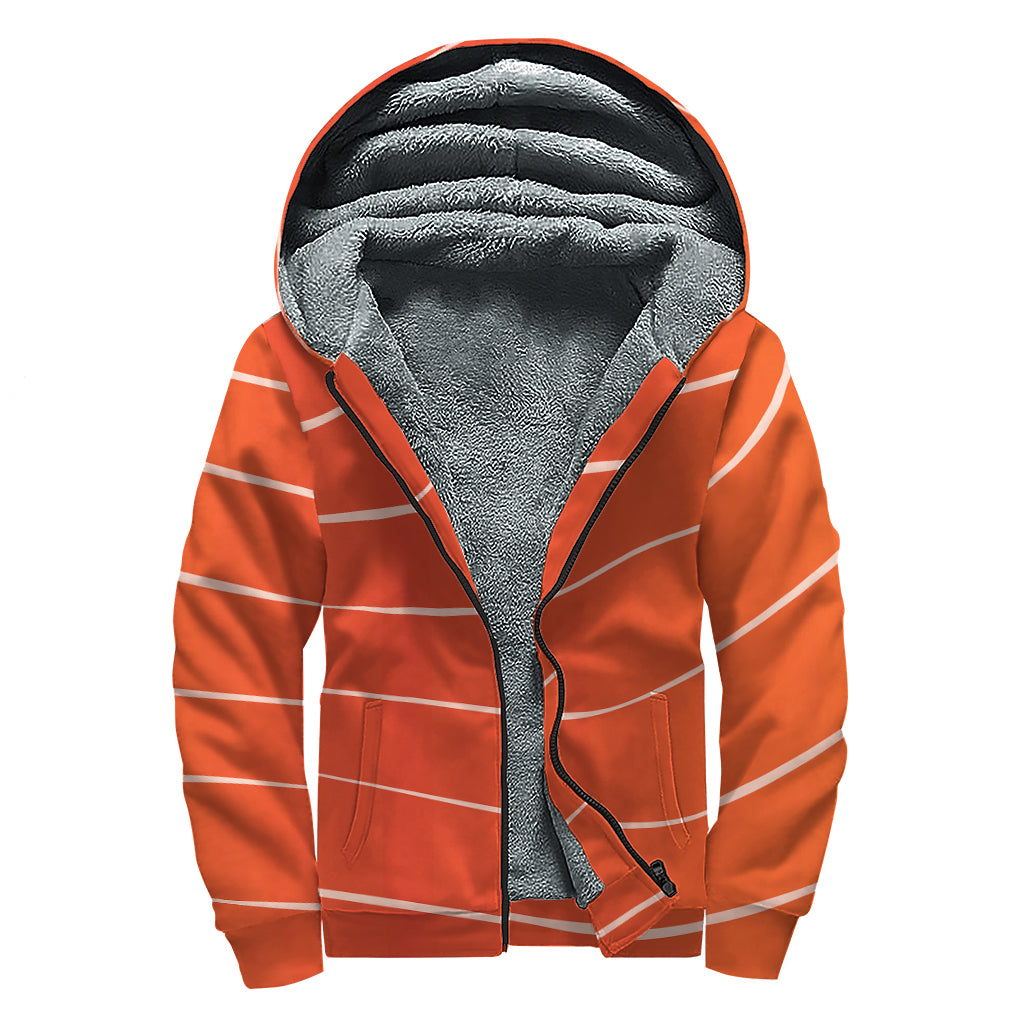 Salmon Artwork Print Sherpa Lined Zip Up Hoodie
