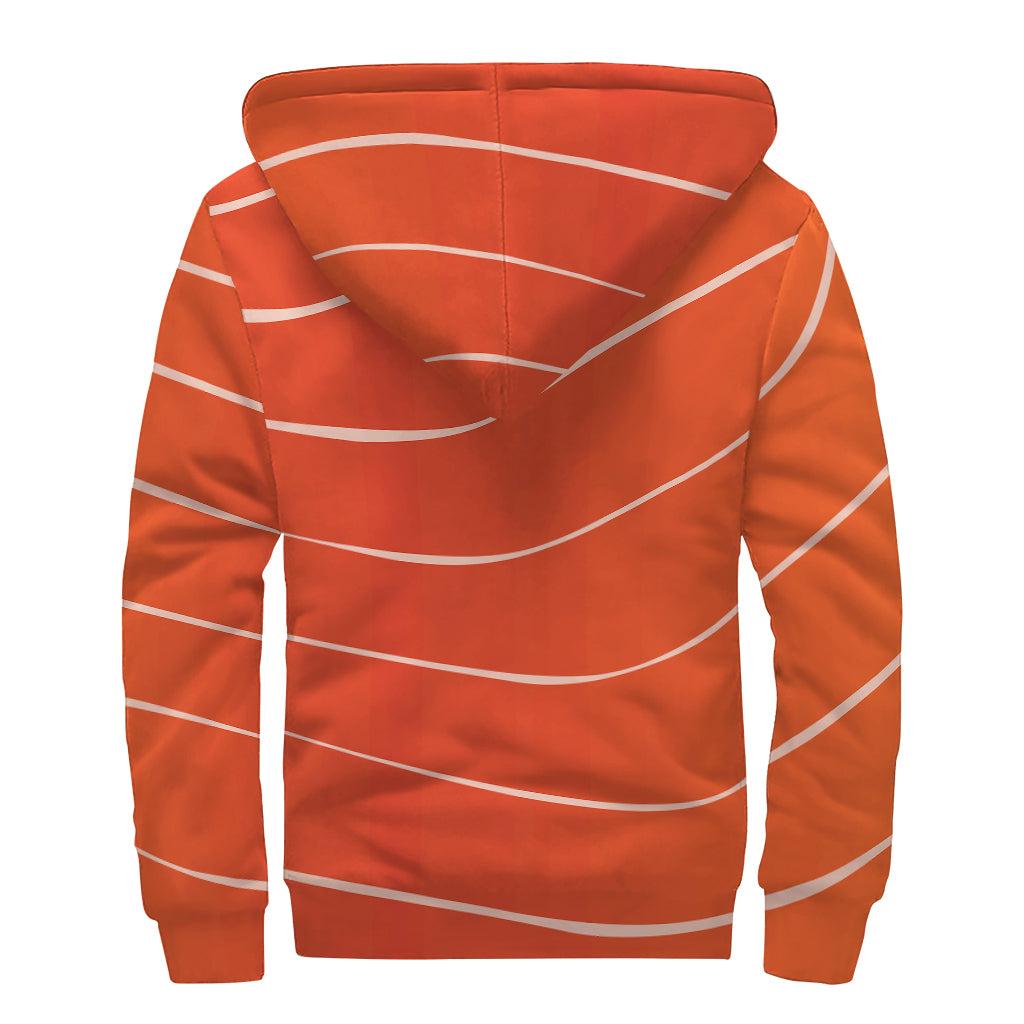 Salmon Artwork Print Sherpa Lined Zip Up Hoodie