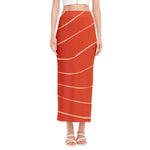 Salmon Artwork Print Side Slit Maxi Skirt