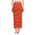 Salmon Artwork Print Side Slit Maxi Skirt