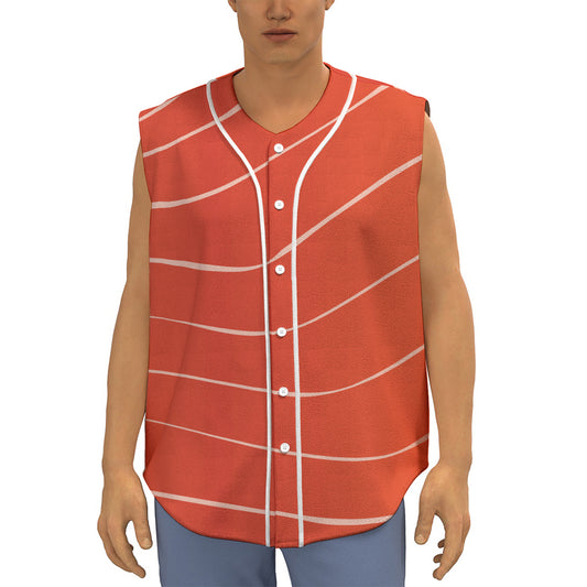 Salmon Artwork Print Sleeveless Baseball Jersey