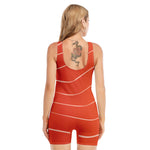 Salmon Artwork Print Sleeveless One Piece Swimsuit