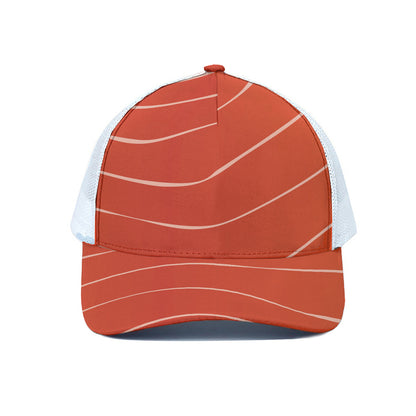 Salmon Artwork Print White Mesh Trucker Cap