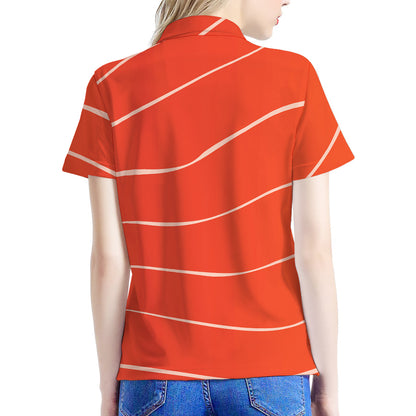 Salmon Artwork Print Women's Polo Shirt