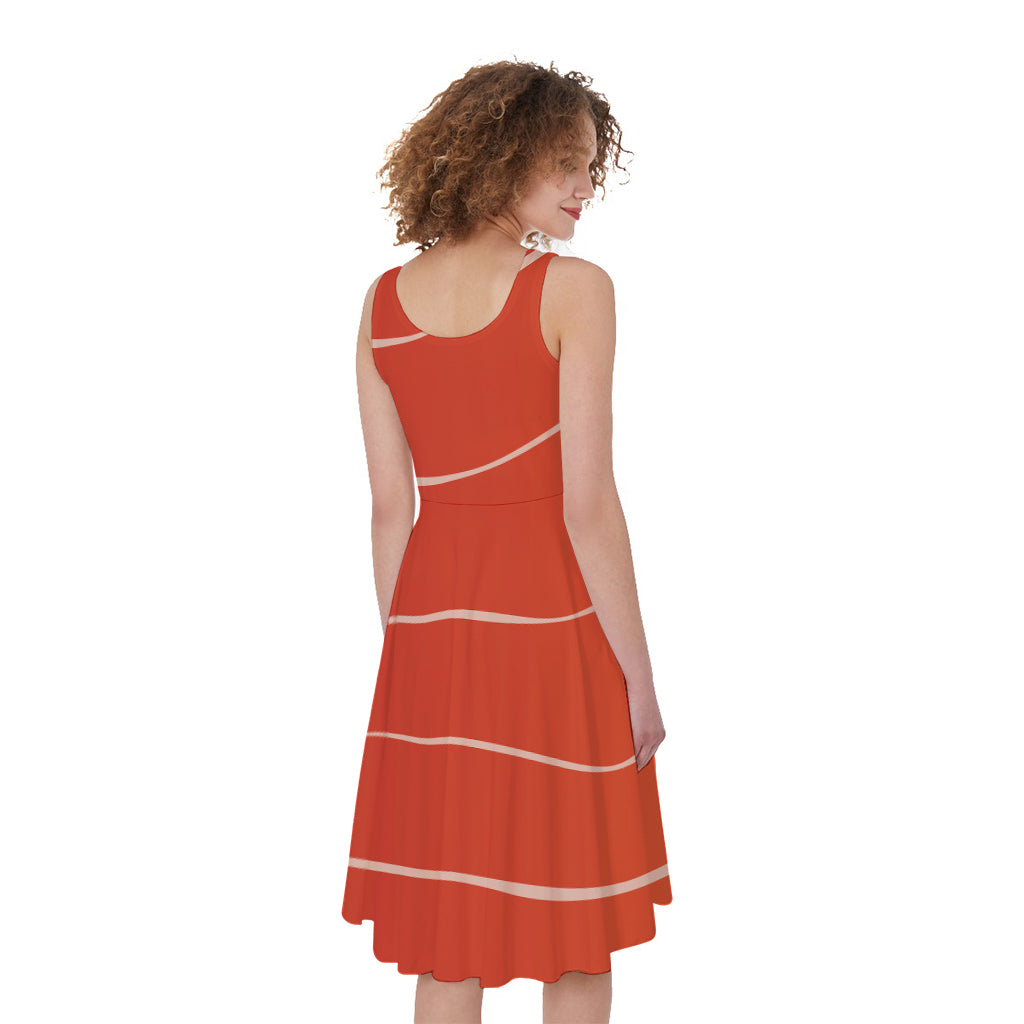 Salmon Artwork Print Women's Sleeveless Dress