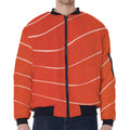 Salmon Artwork Print Zip Sleeve Bomber Jacket