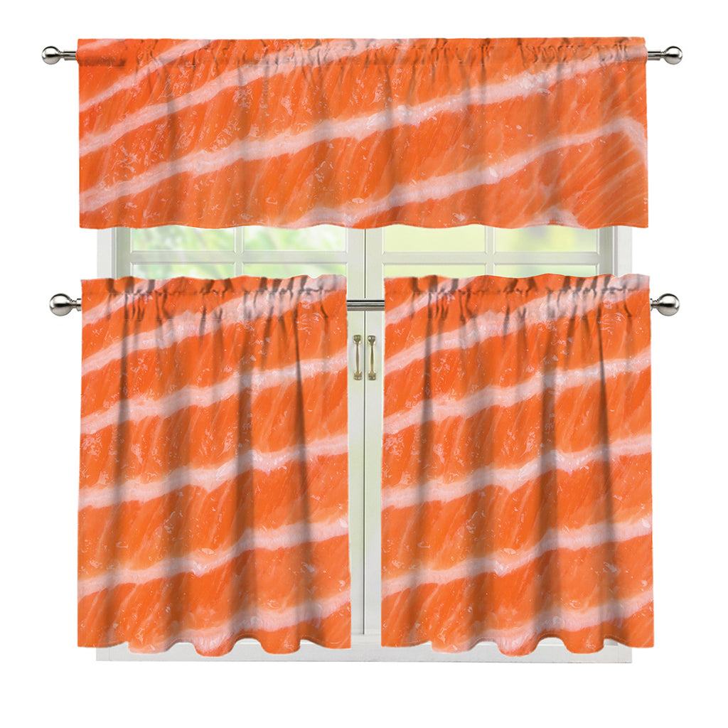 Salmon Fillet Print 3 Piece Kitchen Curtains