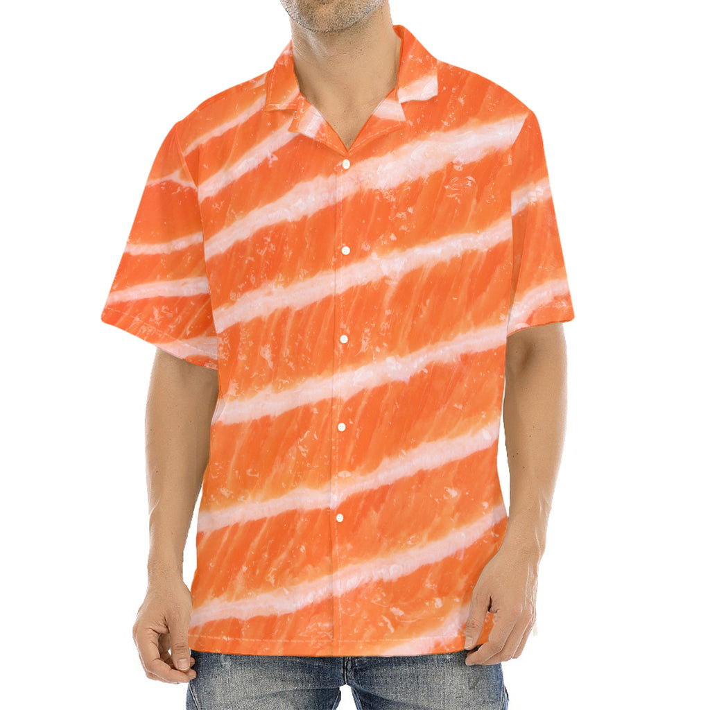 Salmon Fillet Print Aloha Shirt