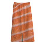Salmon Fillet Print Cotton Front Slit Maxi Skirt