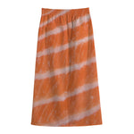 Salmon Fillet Print Cotton Front Slit Maxi Skirt