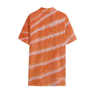 Salmon Fillet Print Cotton Hawaiian Shirt