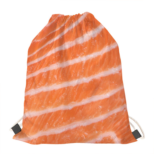 Salmon Fillet Print Drawstring Bag