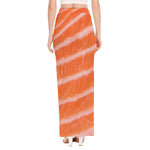 Salmon Fillet Print High Slit Maxi Skirt