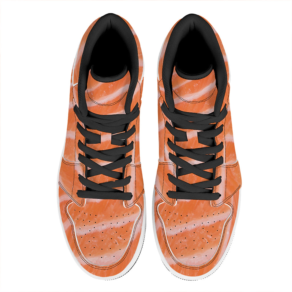 Salmon Fillet Print High Top Leather Sneakers