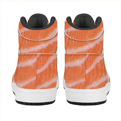 Salmon Fillet Print High Top Leather Sneakers