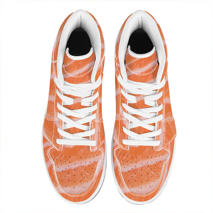 Salmon Fillet Print High Top Leather Sneakers