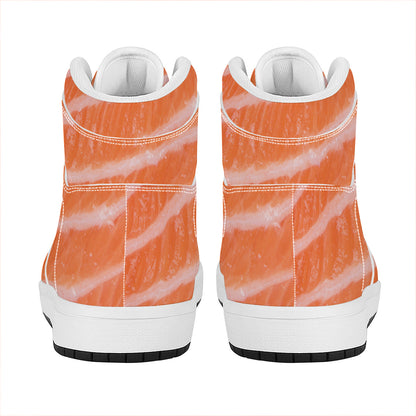Salmon Fillet Print High Top Leather Sneakers