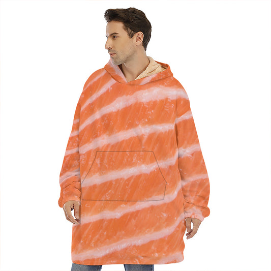 Salmon Fillet Print Hoodie Blanket