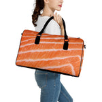 Salmon Fillet Print Leather Duffle Bag