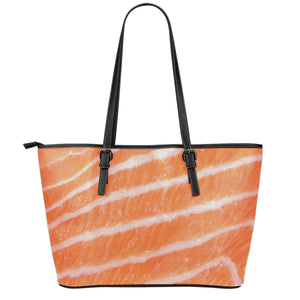 Salmon Fillet Print Leather Tote Bag