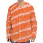 Salmon Fillet Print Long Sleeve Baseball Jersey