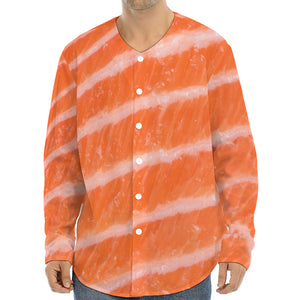 Salmon Fillet Print Long Sleeve Baseball Jersey