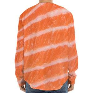 Salmon Fillet Print Long Sleeve Baseball Jersey