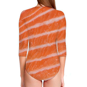 Salmon Fillet Print Long Sleeve Swimsuit