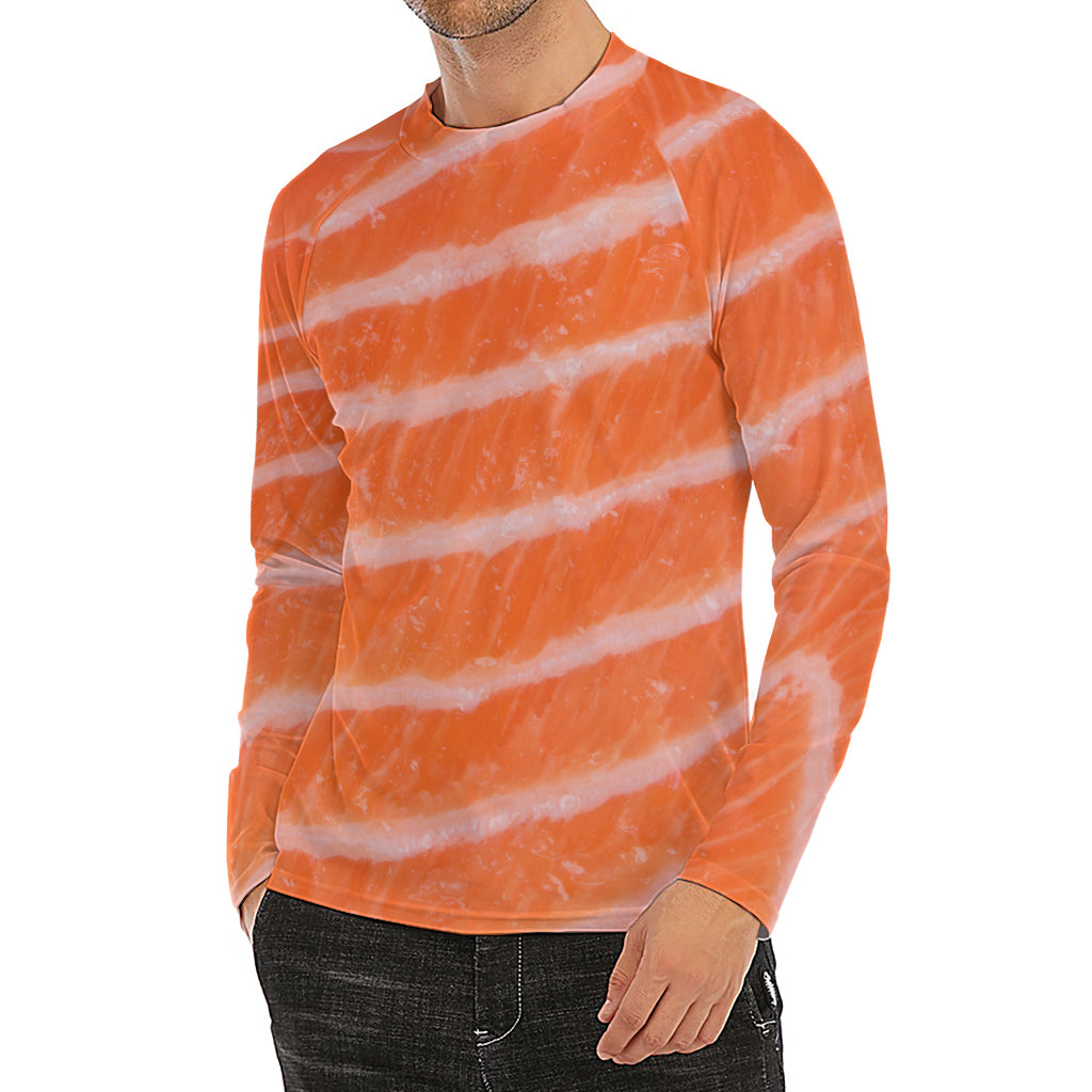 Salmon Fillet Print Men's Long Sleeve Rash Guard