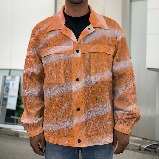Salmon Fillet Print Men's Shirt Jacket